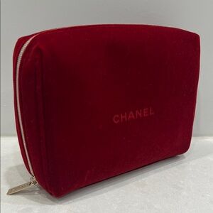 CHANEL Red Velvet Cosmetic Bag